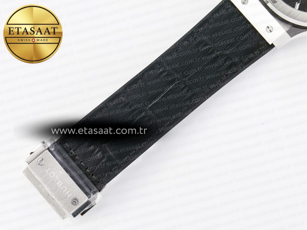 Classic Fusion 42mm SS JJF 1:1 Best Edition Black Dial on Black Gummy Leather Strap - Görsel 22