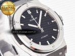 Classic Fusion 42mm SS JJF 1:1 Best Edition Black Dial on Black Gummy Leather Strap - Görsel 5