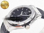 Classic Fusion 42mm SS JJF 1:1 Best Edition Black Dial on Black Gummy Leather Strap - Görsel 6