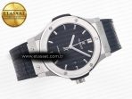 Classic Fusion 42mm SS JJF 1:1 Best Edition Black Dial on Black Gummy Leather Strap - Görsel 8