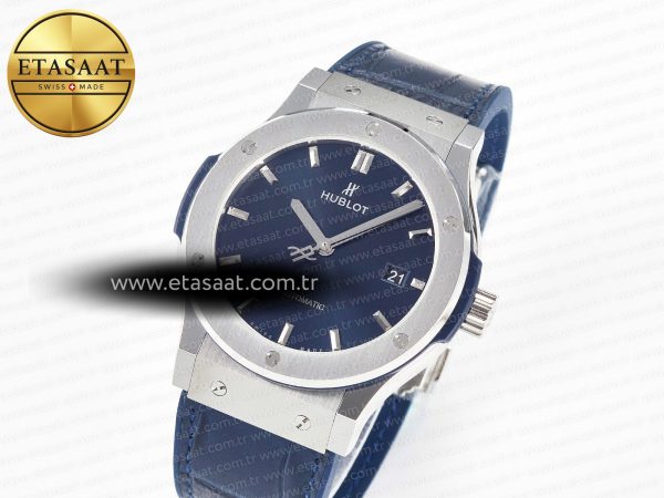 Classic Fusion 42mm SS JJF 1:1 Best Edition Blue Dial on Blue Gummy Leather Strap