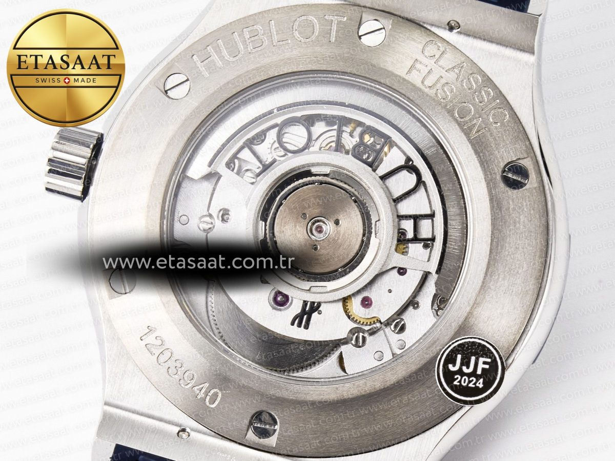 Classic Fusion 42mm SS JJF 1:1 Best Edition Blue Dial on Blue Gummy Leather Strap - Görsel 18