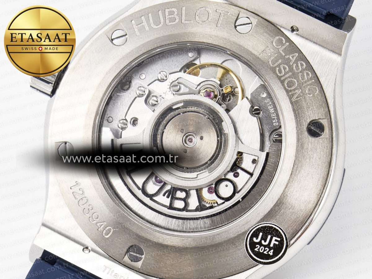 Classic Fusion 42mm SS JJF 1:1 Best Edition Blue Dial on Blue Gummy Leather Strap - Görsel 19