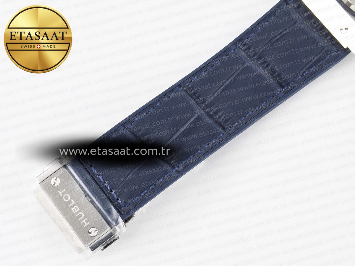 Classic Fusion 42mm SS JJF 1:1 Best Edition Blue Dial on Blue Gummy Leather Strap - Görsel 22