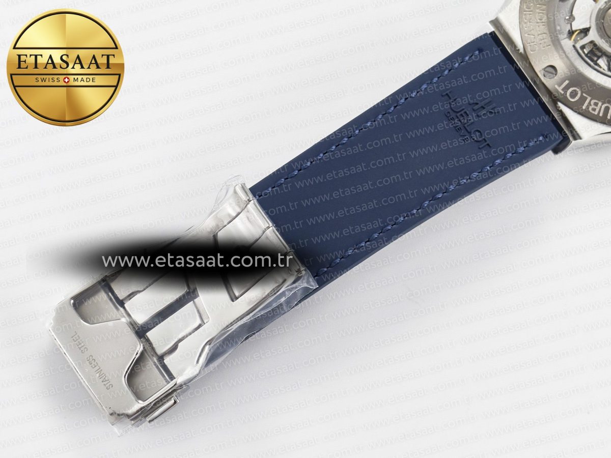 Classic Fusion 42mm SS JJF 1:1 Best Edition Blue Dial on Blue Gummy Leather Strap - Görsel 23