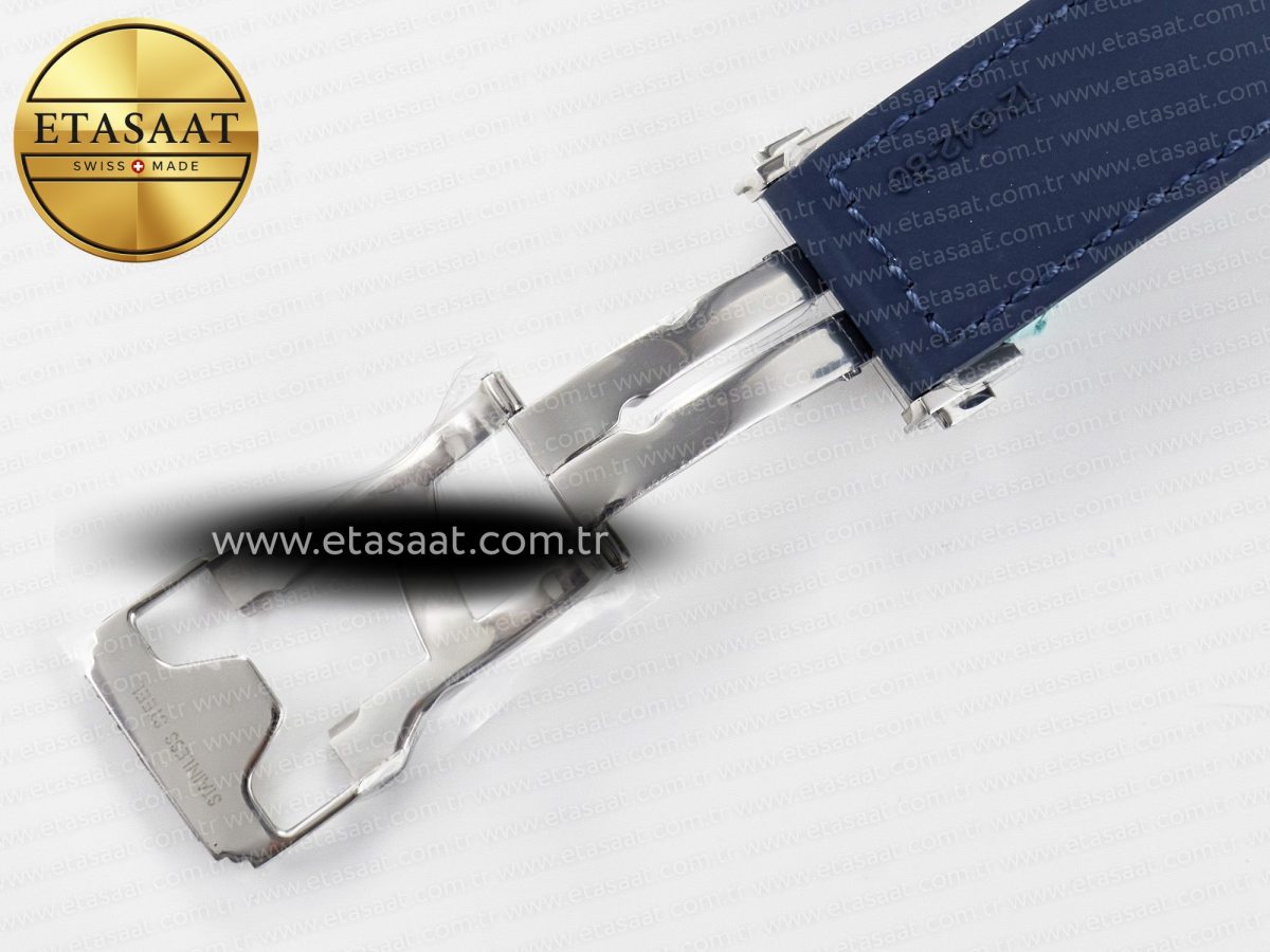 Classic Fusion 42mm SS JJF 1:1 Best Edition Blue Dial on Blue Gummy Leather Strap - Görsel 25