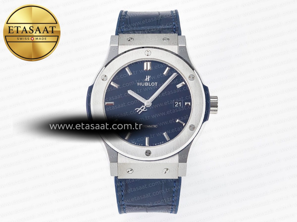 Classic Fusion 42mm SS JJF 1:1 Best Edition Blue Dial on Blue Gummy Leather Strap - Görsel 3