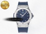 Classic Fusion 42mm SS JJF 1:1 Best Edition Blue Dial on Blue Gummy Leather Strap - Görsel 3