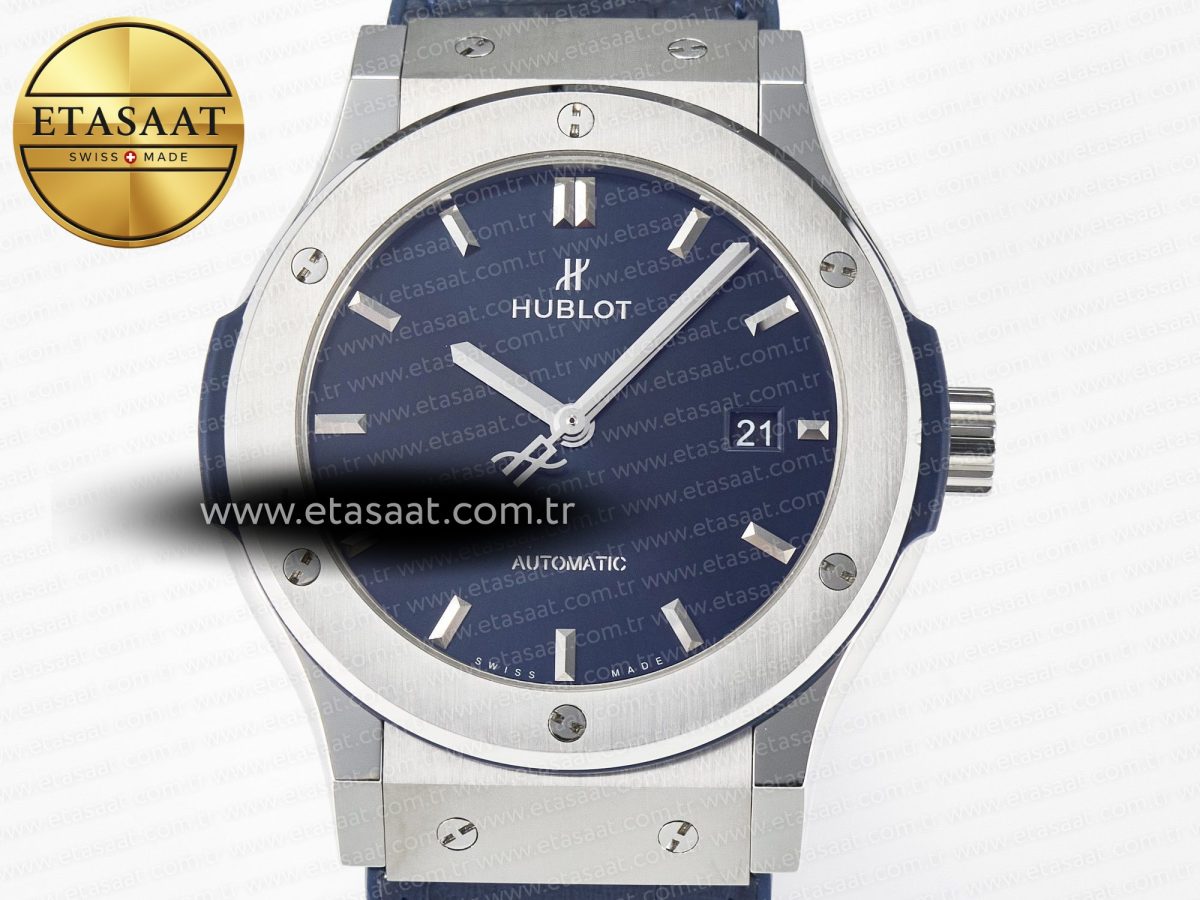 Classic Fusion 42mm SS JJF 1:1 Best Edition Blue Dial on Blue Gummy Leather Strap - Görsel 4