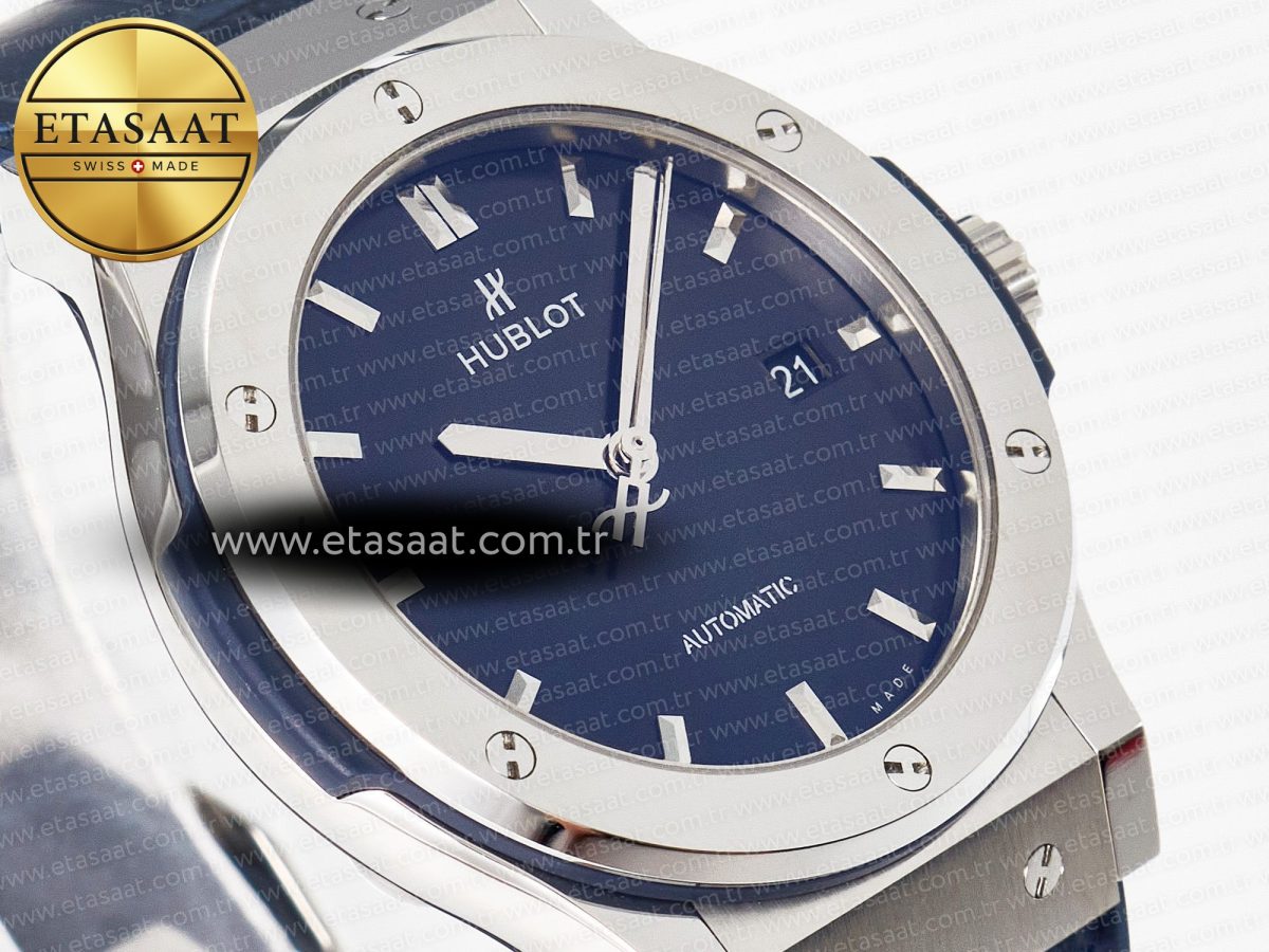 Classic Fusion 42mm SS JJF 1:1 Best Edition Blue Dial on Blue Gummy Leather Strap - Görsel 5