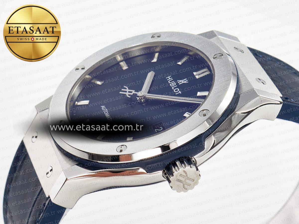 Classic Fusion 42mm SS JJF 1:1 Best Edition Blue Dial on Blue Gummy Leather Strap - Görsel 6