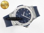Classic Fusion 42mm SS JJF 1:1 Best Edition Blue Dial on Blue Gummy Leather Strap - Görsel 8