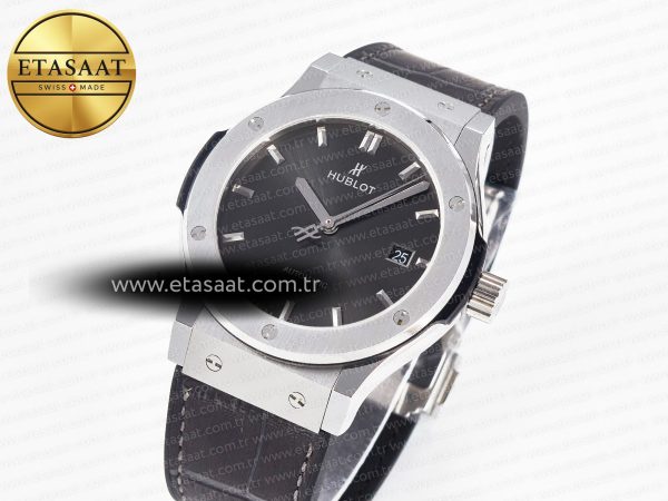 Classic Fusion 42mm SS JJF 1:1 Best Edition Gray Dial on Black Gummy Leather Strap