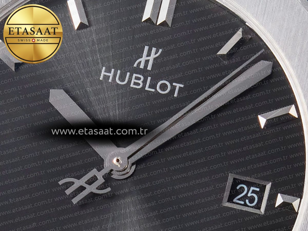 Classic Fusion 42mm SS JJF 1:1 Best Edition Gray Dial on Black Gummy Leather Strap - Görsel 11