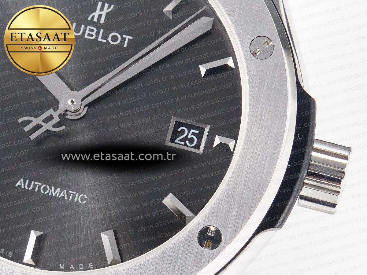 Classic Fusion 42mm SS JJF 1:1 Best Edition Gray Dial on Black Gummy Leather Strap - Görsel 12