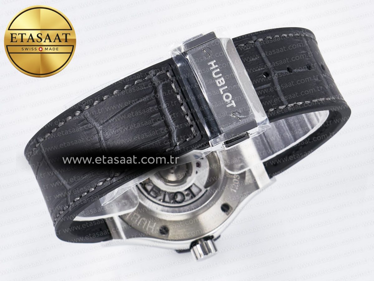 Classic Fusion 42mm SS JJF 1:1 Best Edition Gray Dial on Black Gummy Leather Strap - Görsel 16