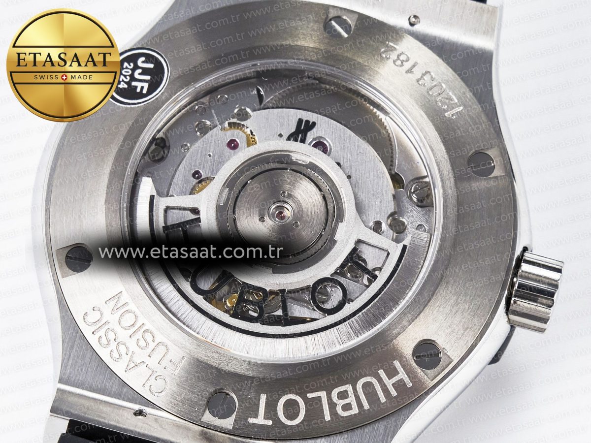 Classic Fusion 42mm SS JJF 1:1 Best Edition Gray Dial on Black Gummy Leather Strap - Görsel 18