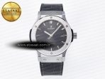 Classic Fusion 42mm SS JJF 1:1 Best Edition Gray Dial on Black Gummy Leather Strap - Görsel 3