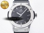 Classic Fusion 42mm SS JJF 1:1 Best Edition Gray Dial on Black Gummy Leather Strap - Görsel 4