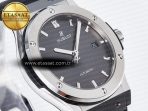 Classic Fusion 42mm SS JJF 1:1 Best Edition Gray Dial on Black Gummy Leather Strap - Görsel 5