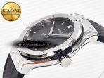 Classic Fusion 42mm SS JJF 1:1 Best Edition Gray Dial on Black Gummy Leather Strap - Görsel 6