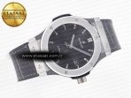 Classic Fusion 42mm SS JJF 1:1 Best Edition Gray Dial on Black Gummy Leather Strap - Görsel 8