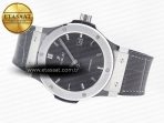 Classic Fusion 42mm SS JJF 1:1 Best Edition Gray Dial on Black Gummy Leather Strap - Görsel 9