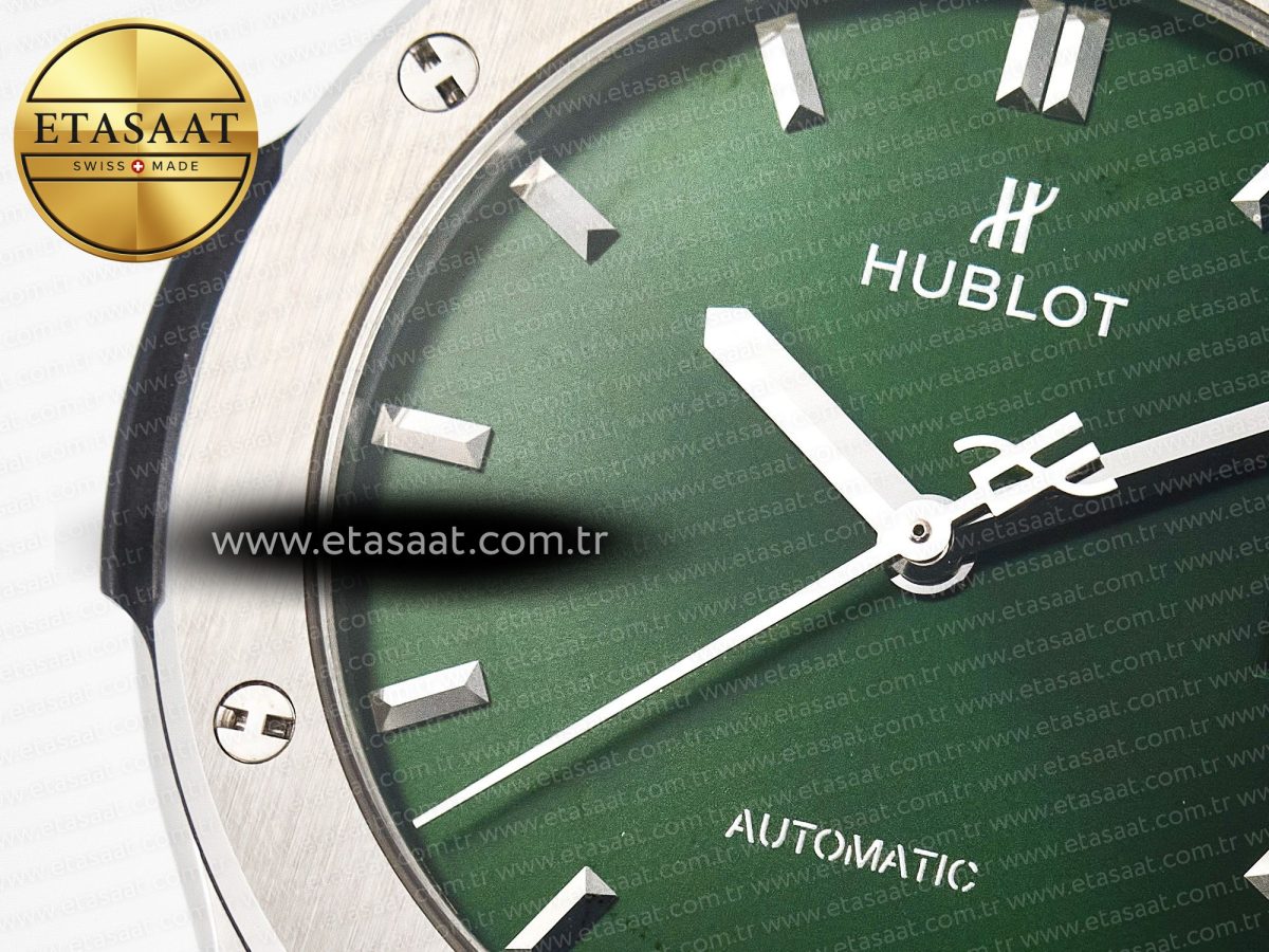 Classic Fusion 42mm SS JJF 1:1 Best Edition Green Dial on Green Gummy Leather Strap - Görsel 10