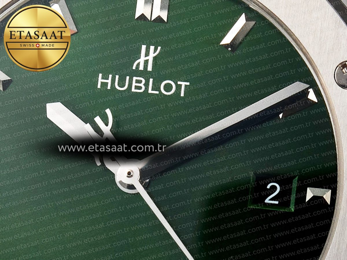 Classic Fusion 42mm SS JJF 1:1 Best Edition Green Dial on Green Gummy Leather Strap - Görsel 11