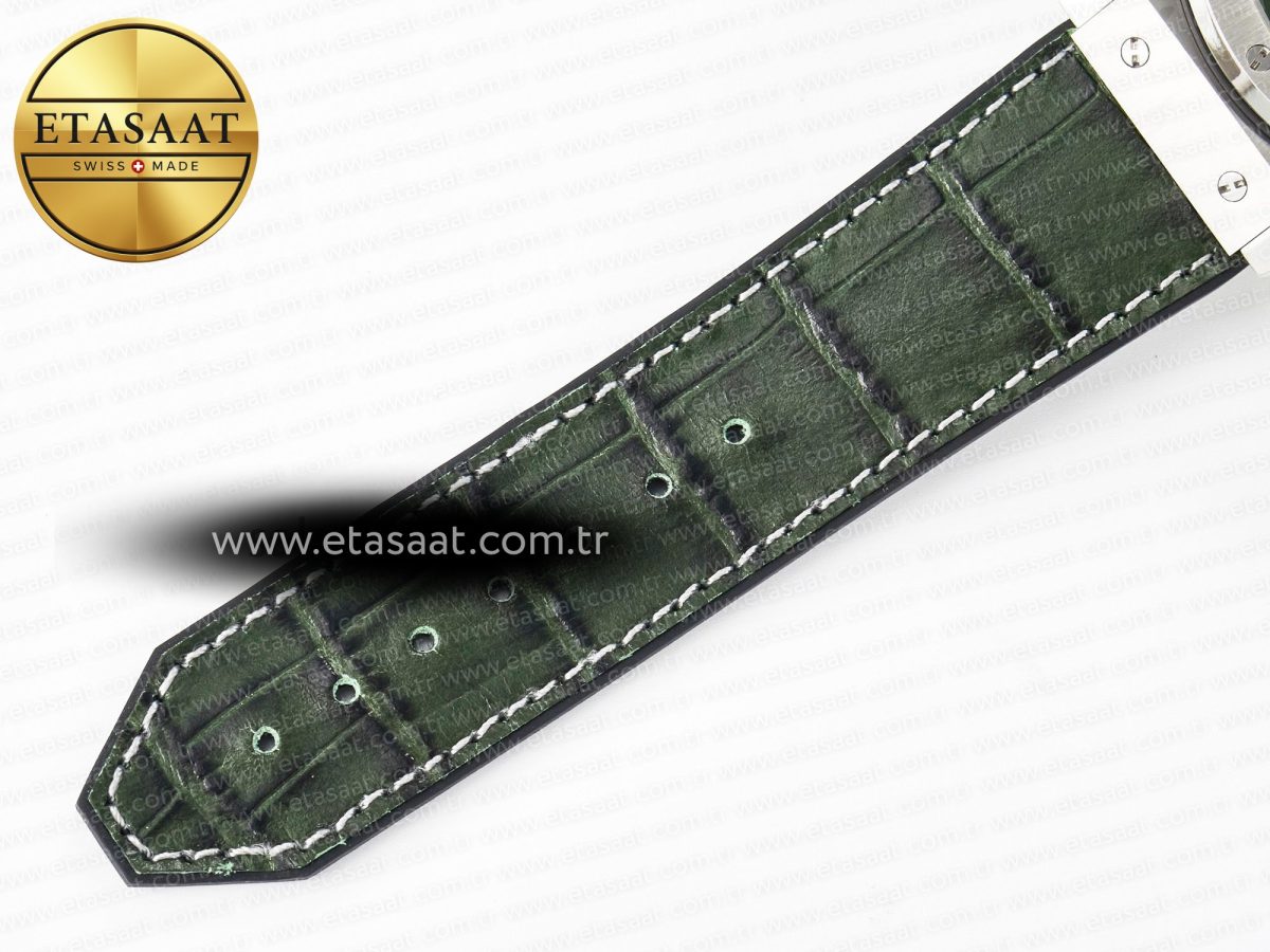 Classic Fusion 42mm SS JJF 1:1 Best Edition Green Dial on Green Gummy Leather Strap - Görsel 21