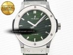 Classic Fusion 42mm SS JJF 1:1 Best Edition Green Dial on Green Gummy Leather Strap - Görsel 4