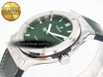 Classic Fusion 42mm SS JJF 1:1 Best Edition Green Dial on Green Gummy Leather Strap - Görsel 6