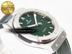 Classic Fusion 42mm SS JJF 1:1 Best Edition Green Dial on Green Gummy Leather Strap - Görsel 7