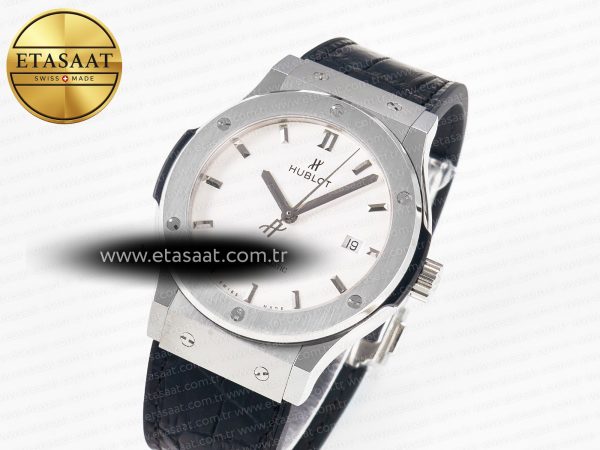 Classic Fusion 42mm SS JJF 1:1 Best Edition White Dial on Black Gummy Leather Strap