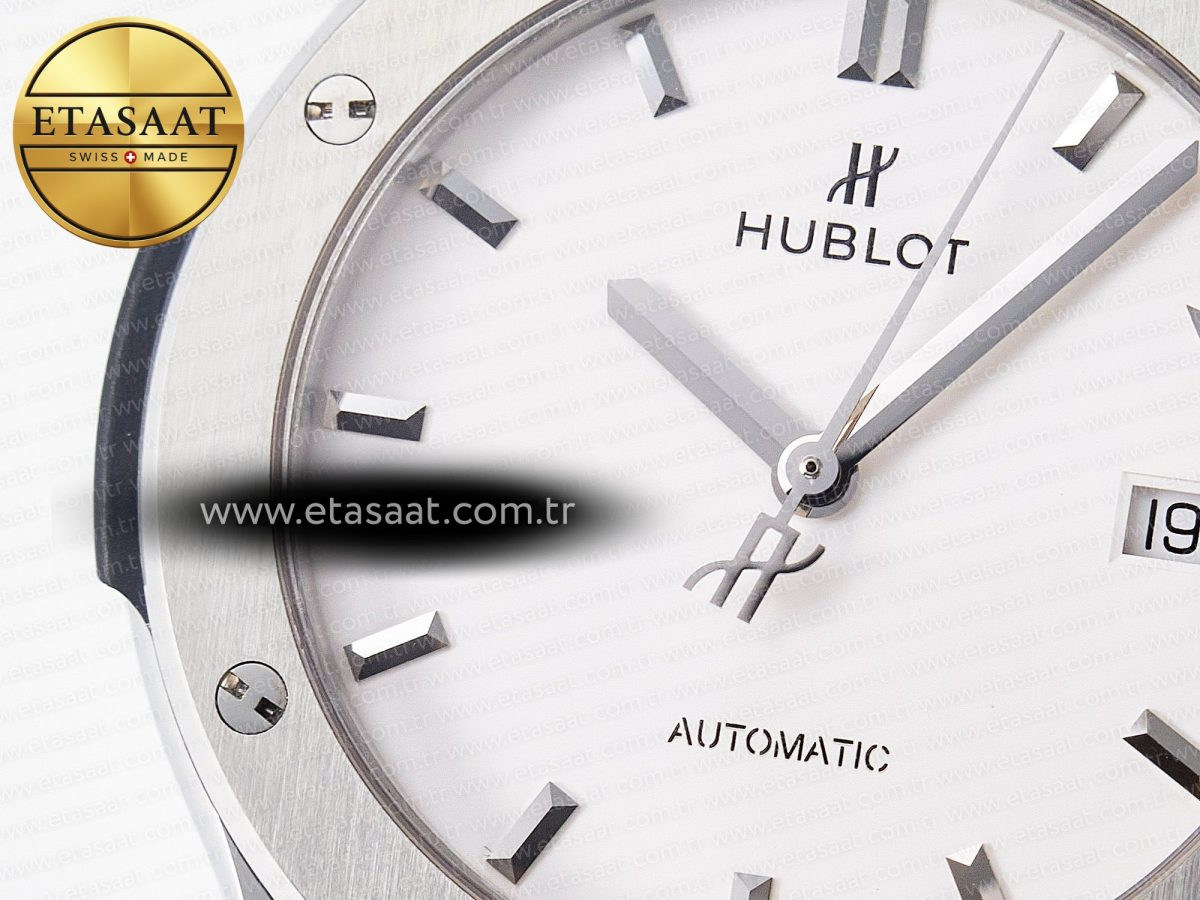 Classic Fusion 42mm SS JJF 1:1 Best Edition White Dial on Black Gummy Leather Strap - Görsel 10