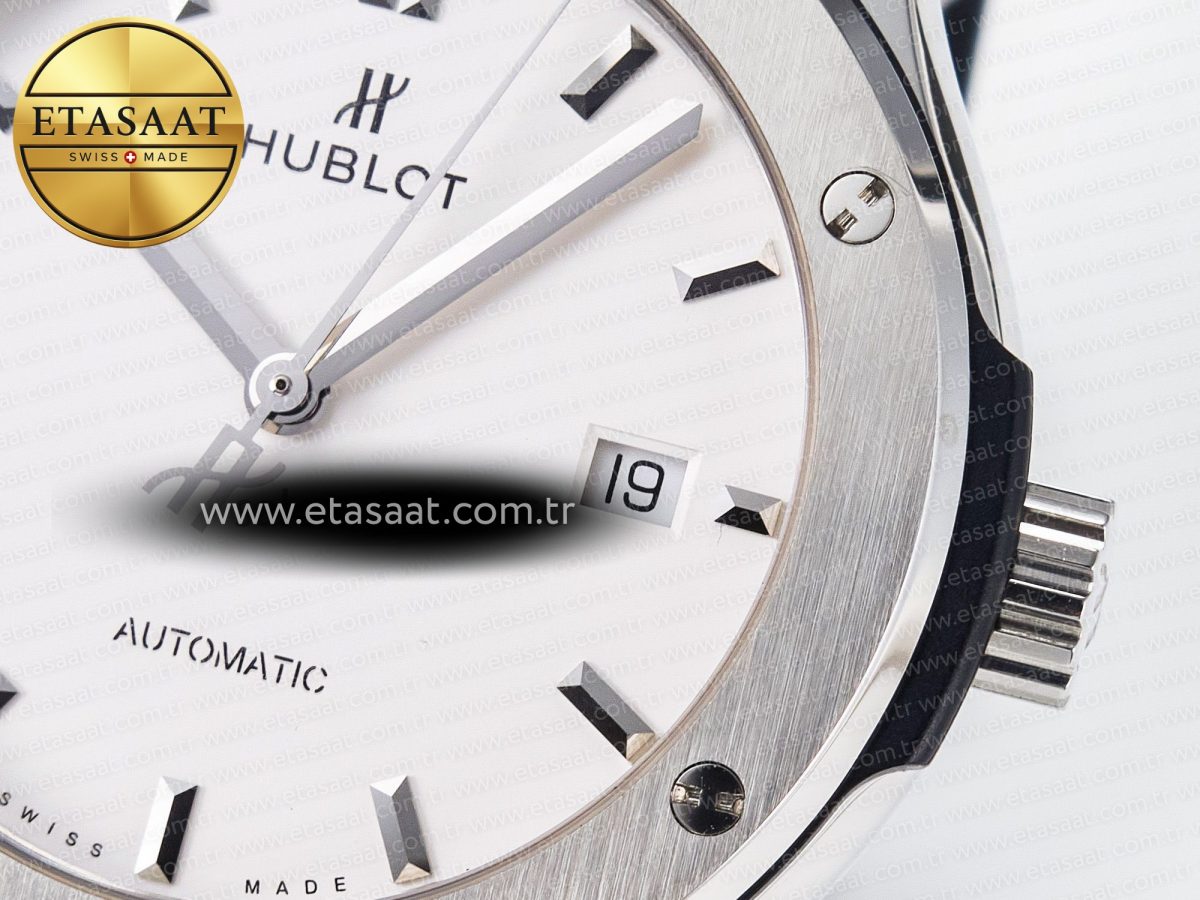Classic Fusion 42mm SS JJF 1:1 Best Edition White Dial on Black Gummy Leather Strap - Görsel 12