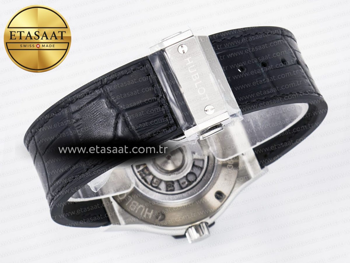 Classic Fusion 42mm SS JJF 1:1 Best Edition White Dial on Black Gummy Leather Strap - Görsel 16