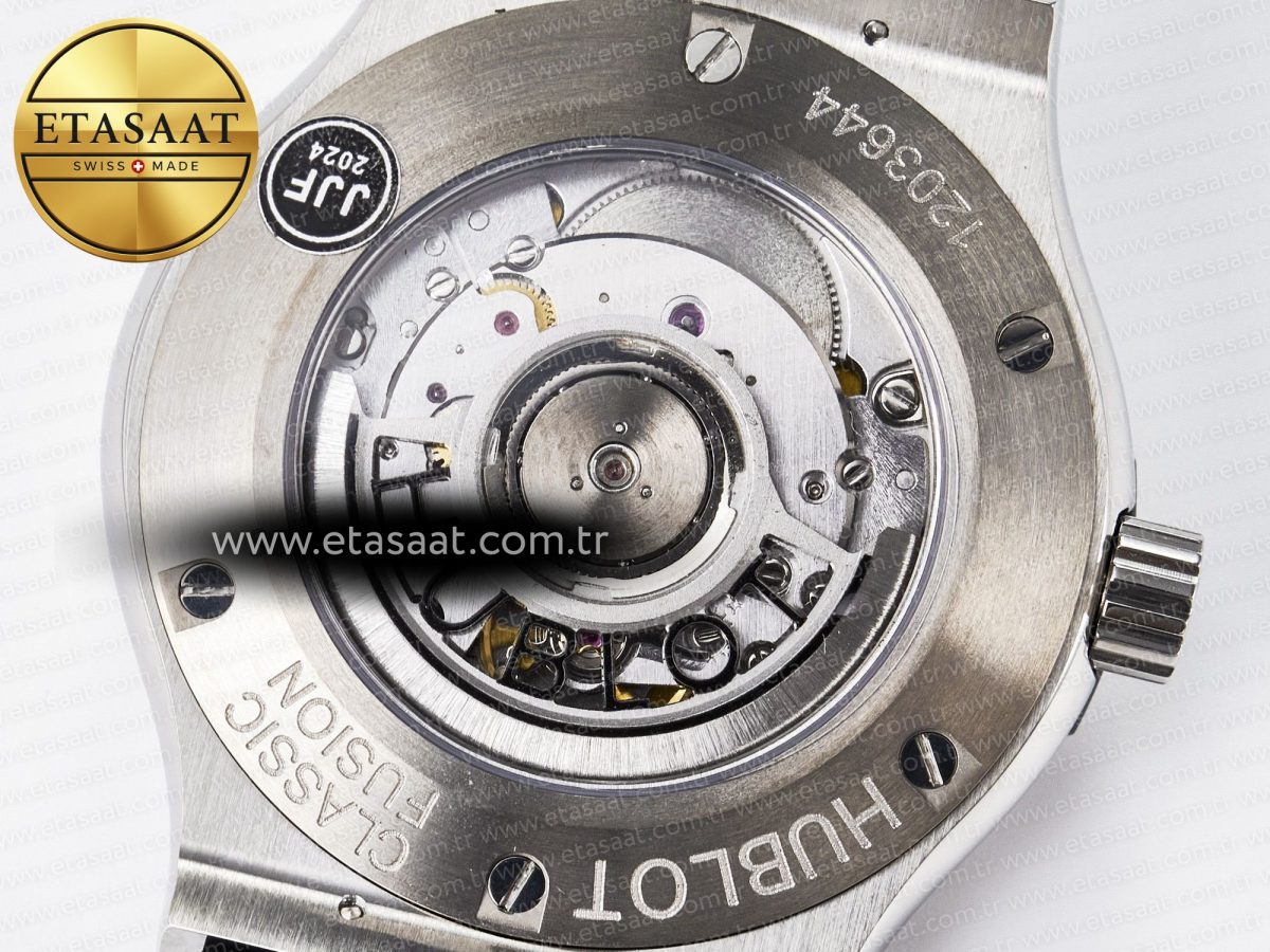 Classic Fusion 42mm SS JJF 1:1 Best Edition White Dial on Black Gummy Leather Strap - Görsel 18