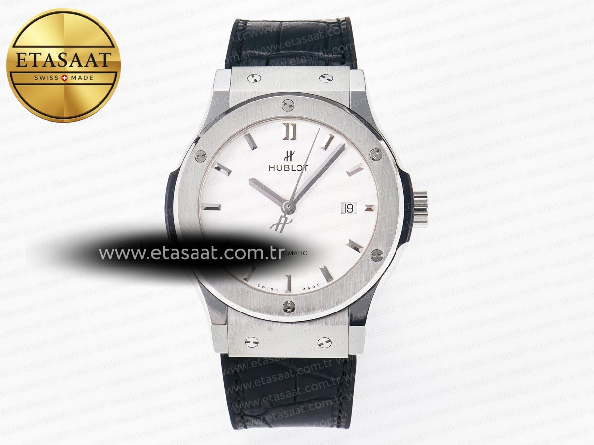 Classic Fusion 42mm SS JJF 1:1 Best Edition White Dial on Black Gummy Leather Strap - Görsel 3