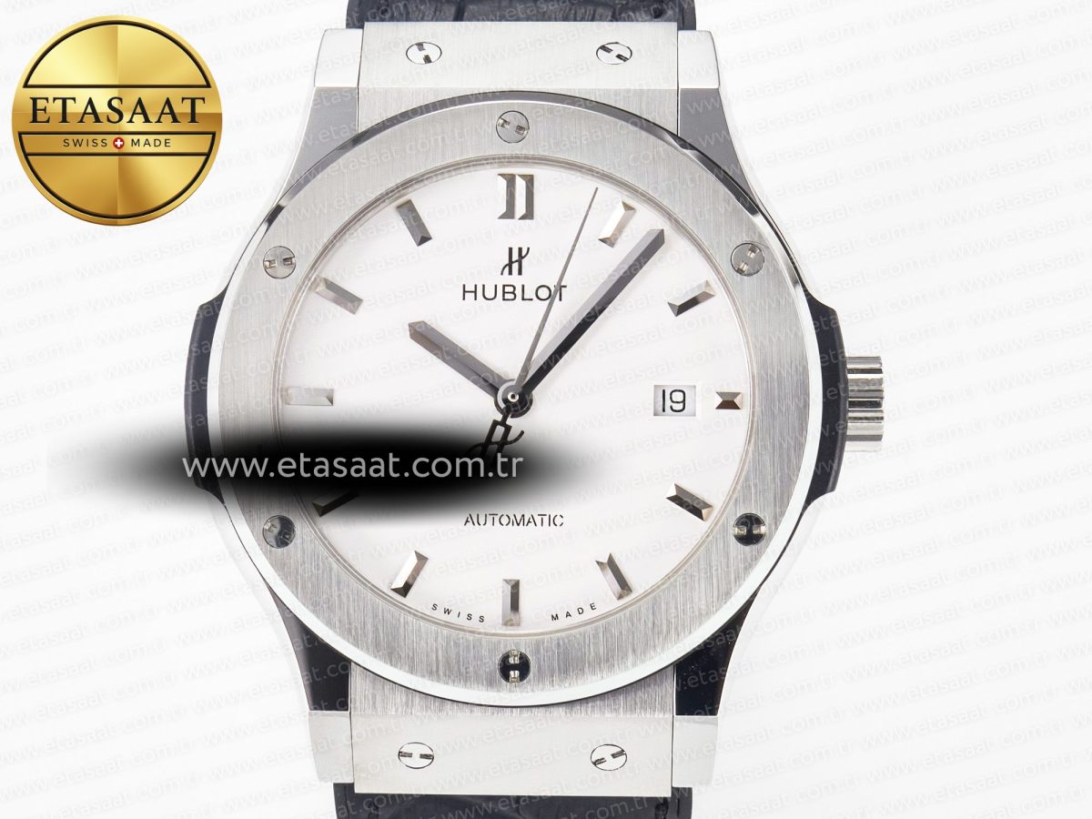 Classic Fusion 42mm SS JJF 1:1 Best Edition White Dial on Black Gummy Leather Strap - Görsel 4