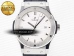Classic Fusion 42mm SS JJF 1:1 Best Edition White Dial on Black Gummy Leather Strap - Görsel 4