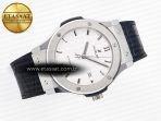 Classic Fusion 42mm SS JJF 1:1 Best Edition White Dial on Black Gummy Leather Strap - Görsel 8