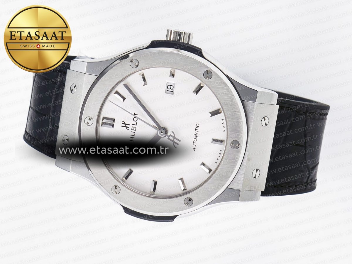 Classic Fusion 42mm SS JJF 1:1 Best Edition White Dial on Black Gummy Leather Strap - Görsel 9