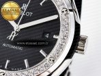 Classic Fusion Bang 42mm HBF 1:1 Best Edition Black Dial Diamonds Bezel on Black Leather Strap A2892 - Görsel 11