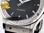 Classic Fusion Bang 42mm HBF 1:1 Best Edition Black Dial Diamonds Bezel on Black Leather Strap A2892 - Görsel 12