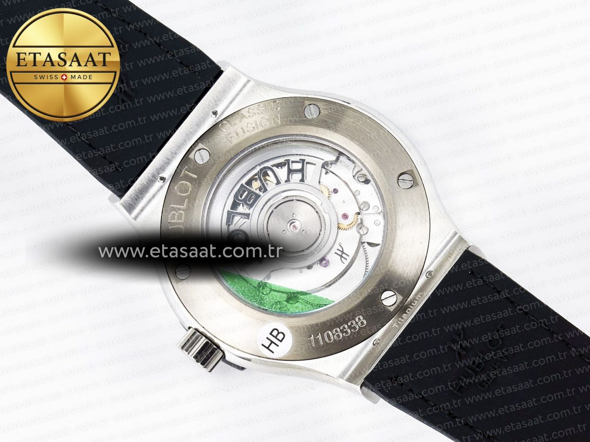 Classic Fusion Bang 42mm HBF 1:1 Best Edition Black Dial Diamonds Bezel on Black Leather Strap A2892 - Görsel 17