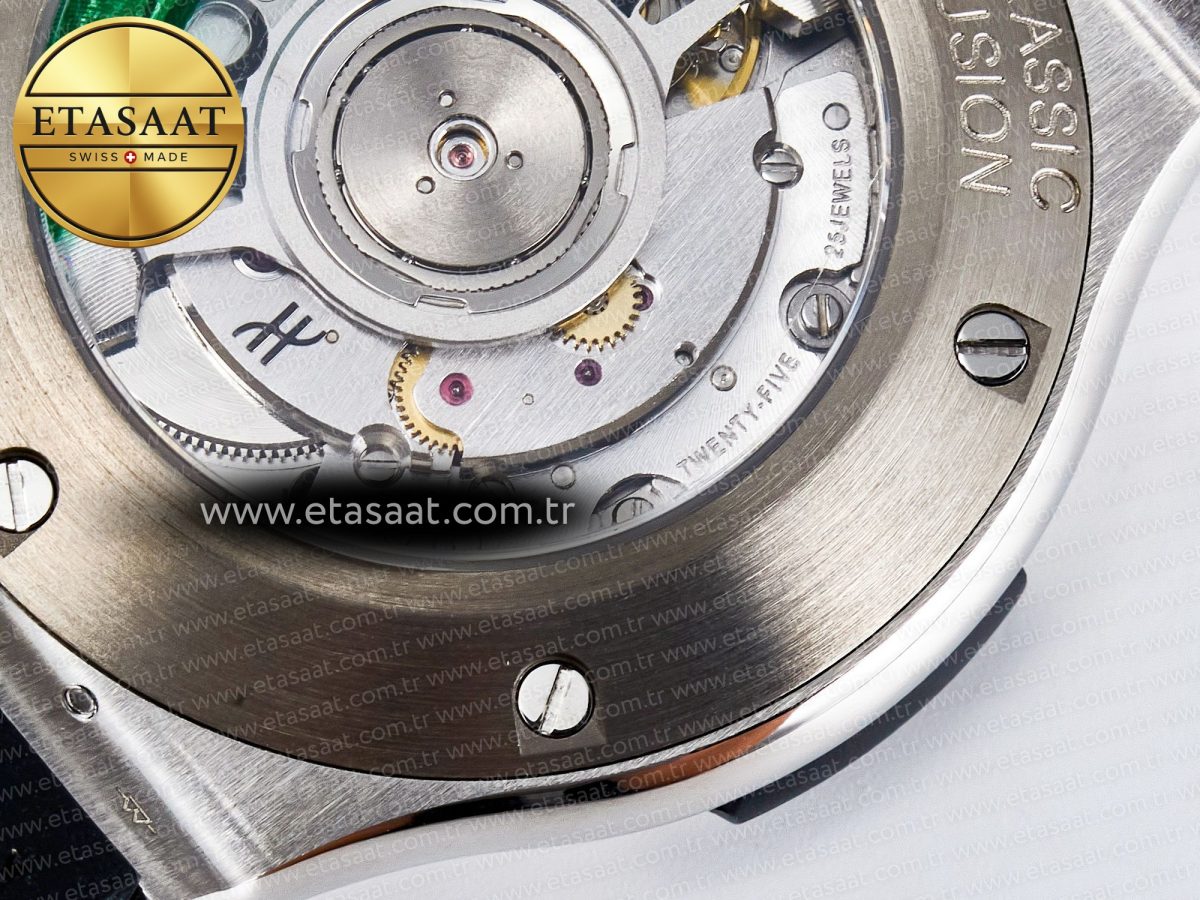 Classic Fusion Bang 42mm HBF 1:1 Best Edition Black Dial Diamonds Bezel on Black Leather Strap A2892 - Görsel 19