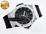 Classic Fusion Bang 42mm HBF 1:1 Best Edition Black Dial Diamonds Bezel on Black Leather Strap A2892 - Görsel 8