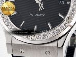 Classic Fusion Bang 42mm HBF 1:1 Best Edition Black Dial Diamonds Bezel on Black Rubber Strap A2892 - Görsel 12