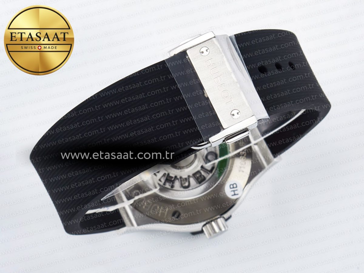 Classic Fusion Bang 42mm HBF 1:1 Best Edition Black Dial Diamonds Bezel on Black Rubber Strap A2892 - Görsel 16